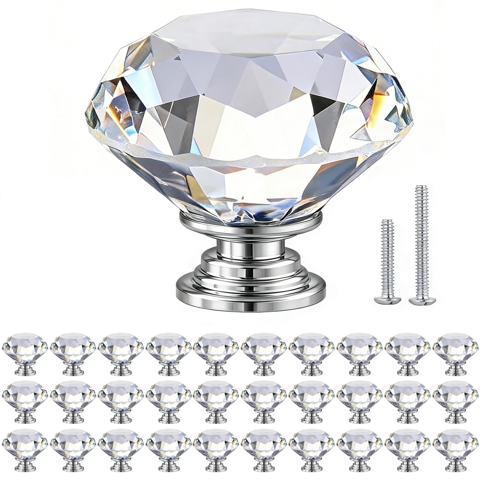 POZEAN crystal cabinet knob closeup on a maple drawer adds sparkling elegance.