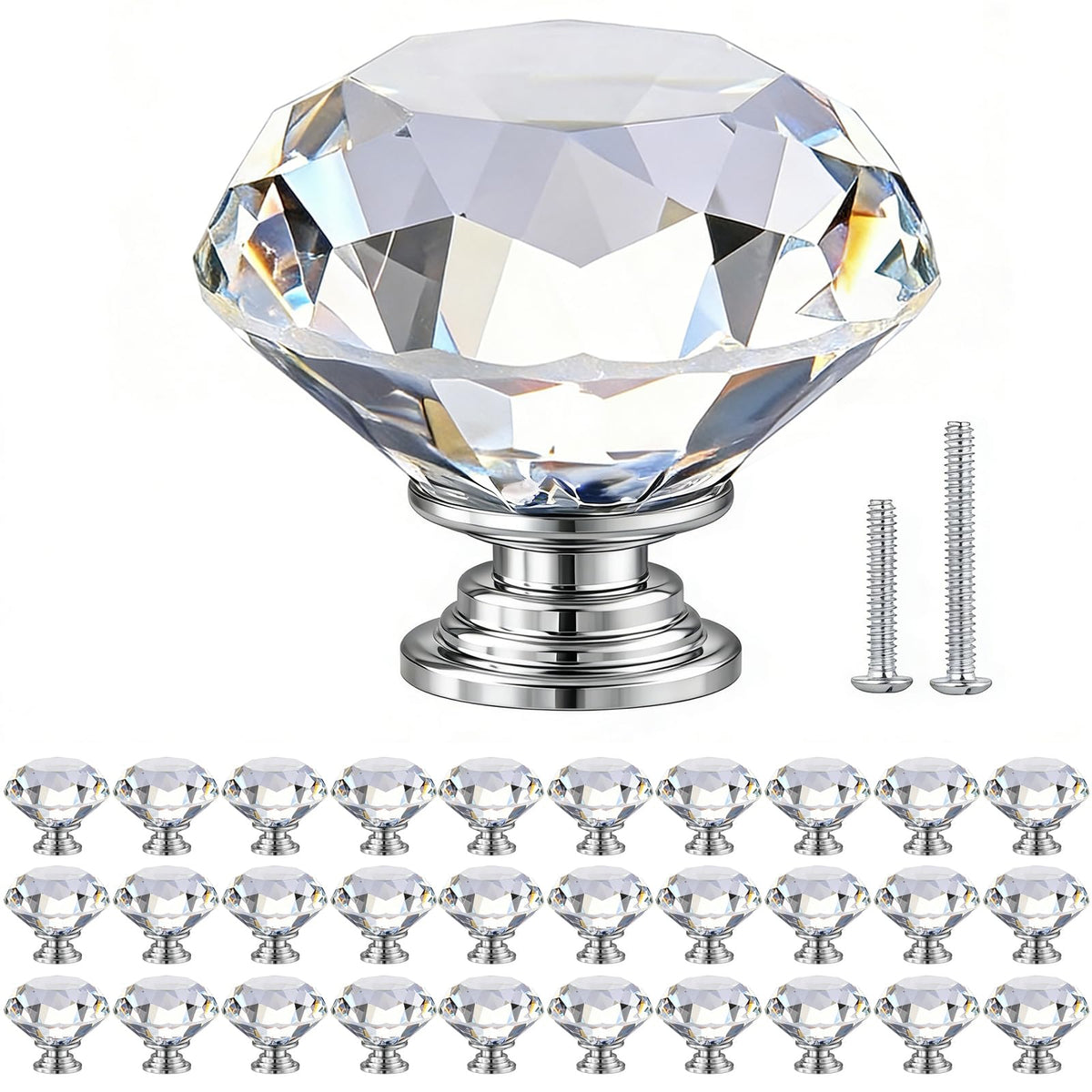 POZEAN crystal cabinet knob closeup on a maple drawer adds sparkling elegance.