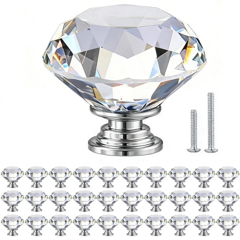 POZEAN crystal cabinet knob closeup on a maple drawer adds sparkling elegance.