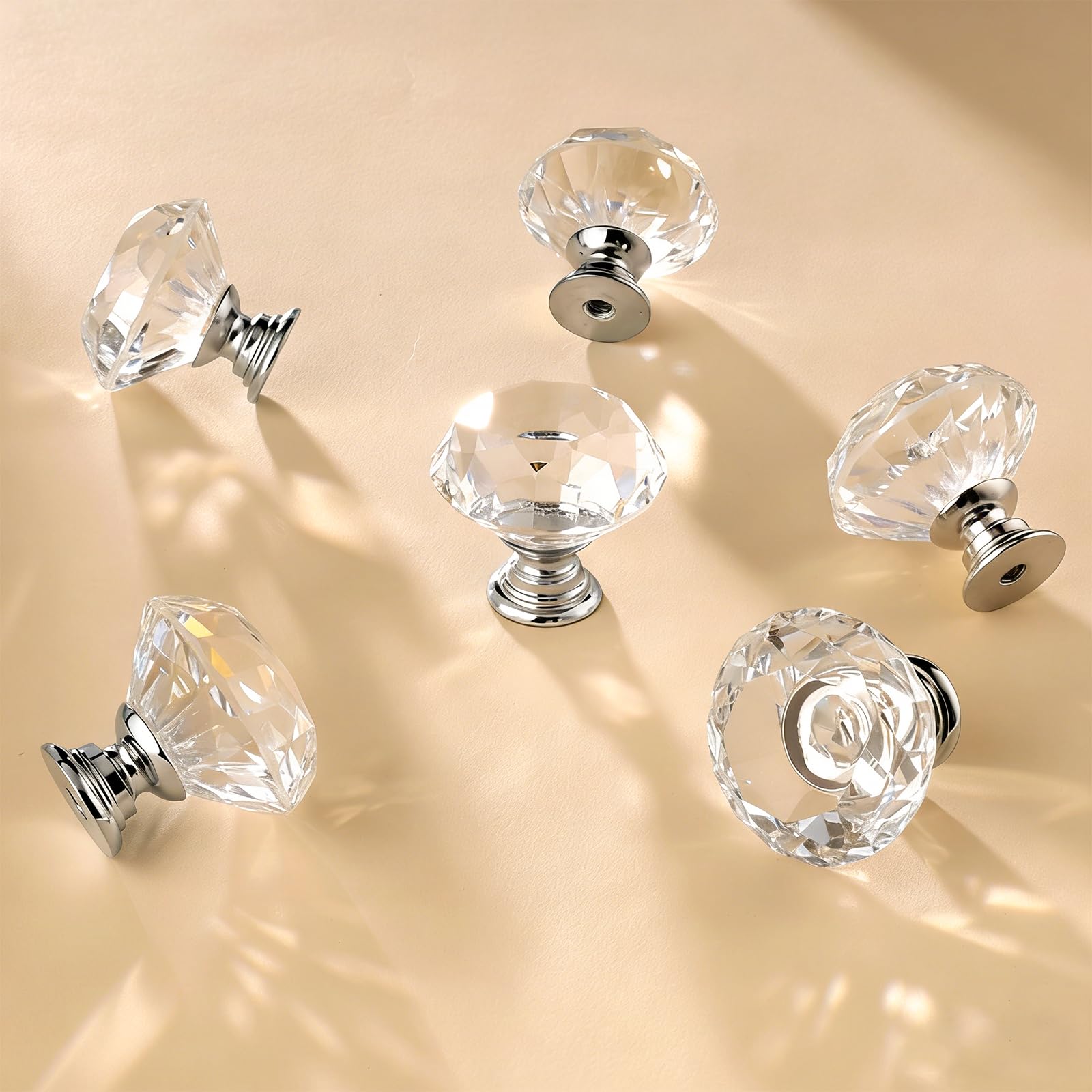 POZEAN crystal knob in a living room cabinet enhances furniture style
