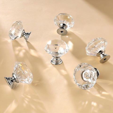 POZEAN crystal knob in a living room cabinet enhances furniture style