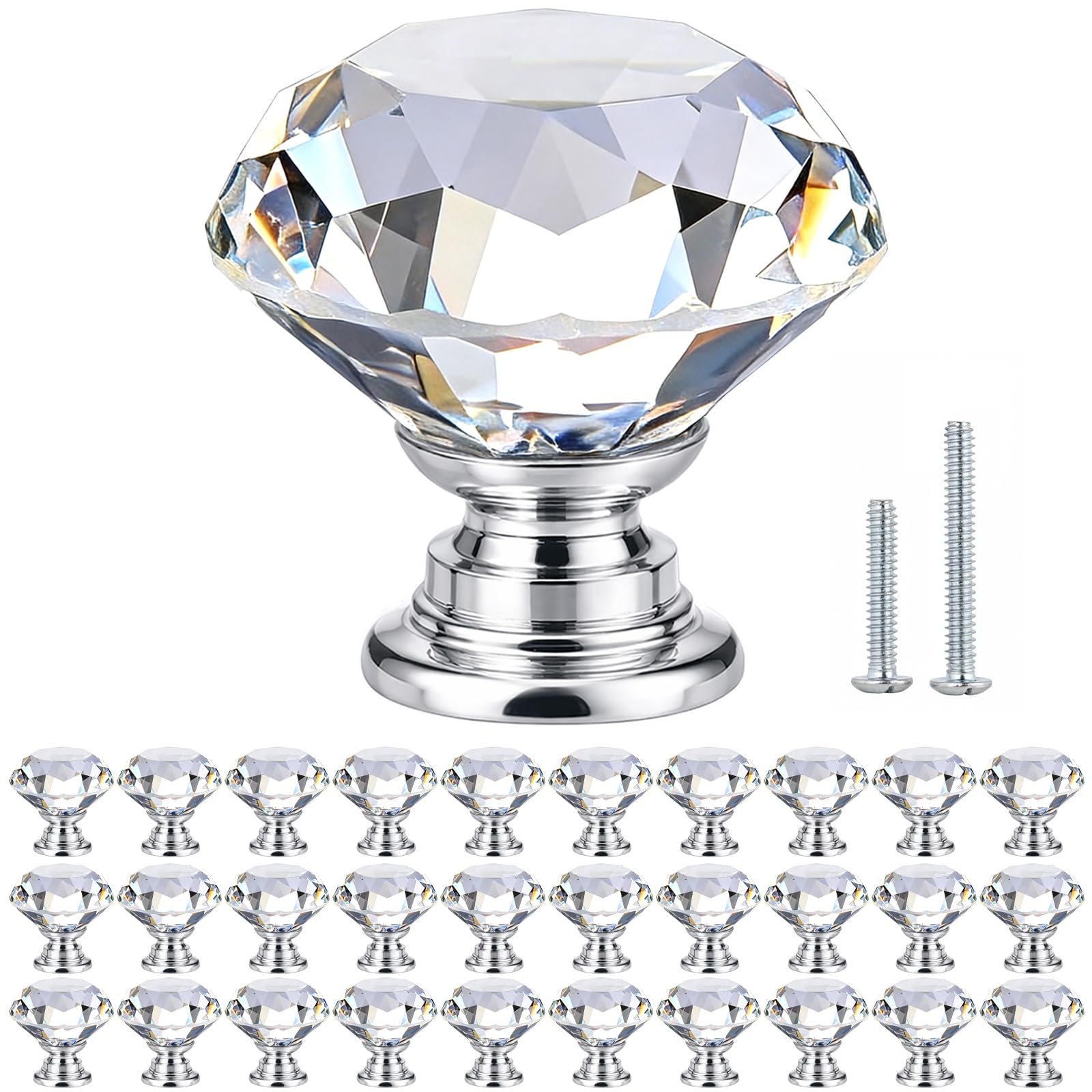 POZEAN crystal knob closeup showing sparkling facets for dresser drawers