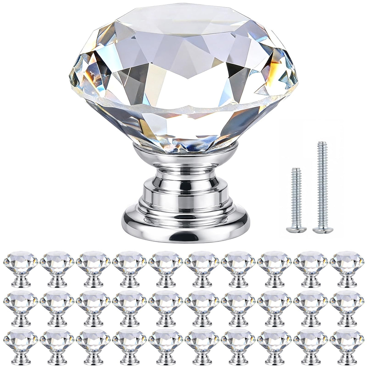 POZEAN crystal knob closeup showing sparkling facets for dresser drawers