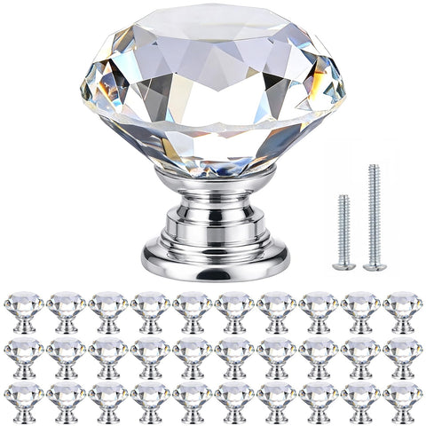 POZEAN crystal knob closeup showing sparkling facets for dresser drawers