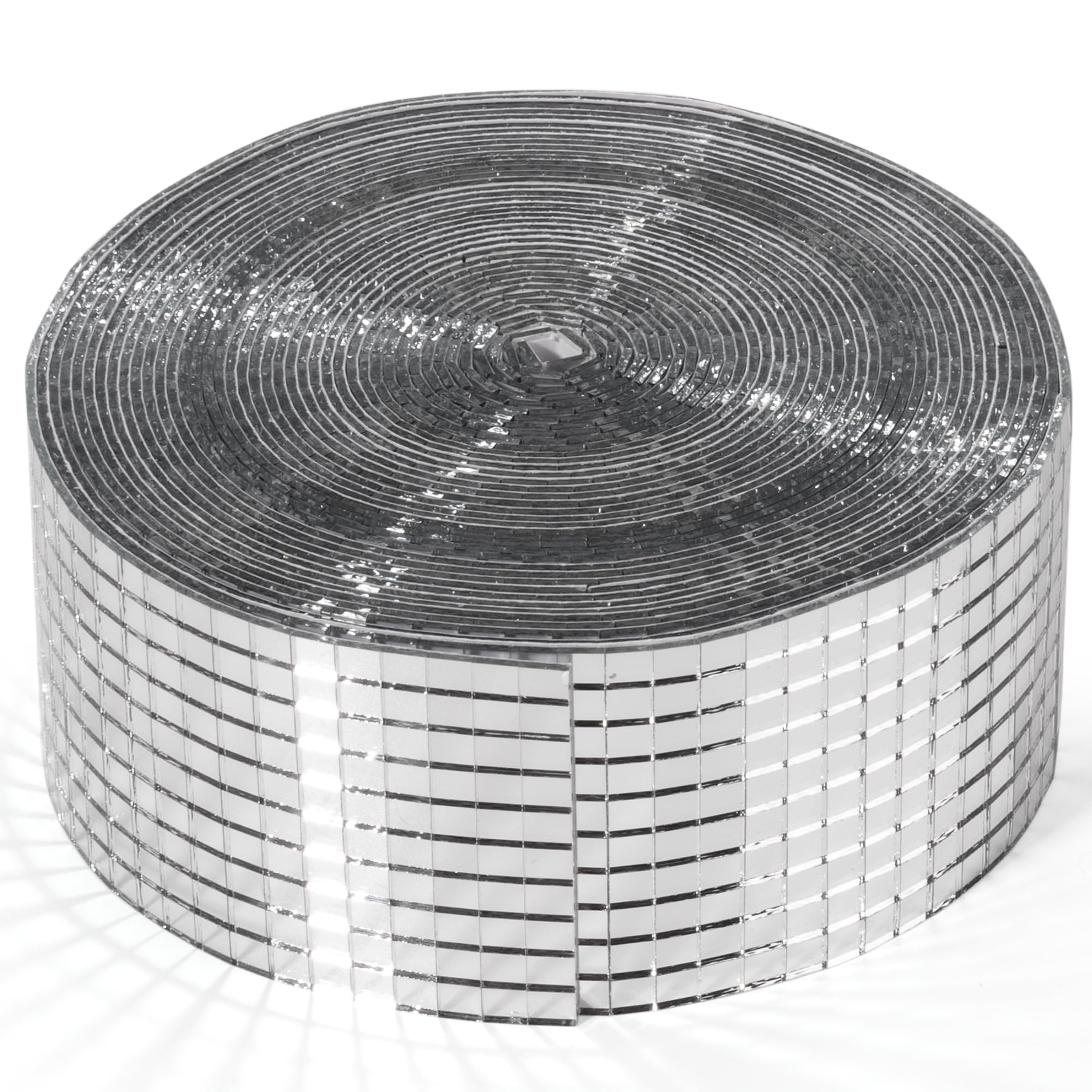 PP OPOUNT disco ball tiles roll closeup shows glass mirror shine for DIY crafts.