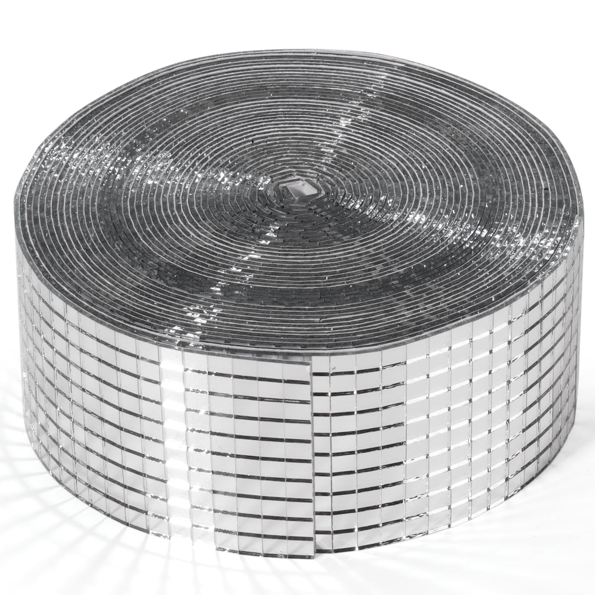 PP OPOUNT disco ball tiles roll closeup shows glass mirror shine for DIY crafts.