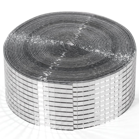 PP OPOUNT disco ball tiles roll closeup shows glass mirror shine for DIY crafts.