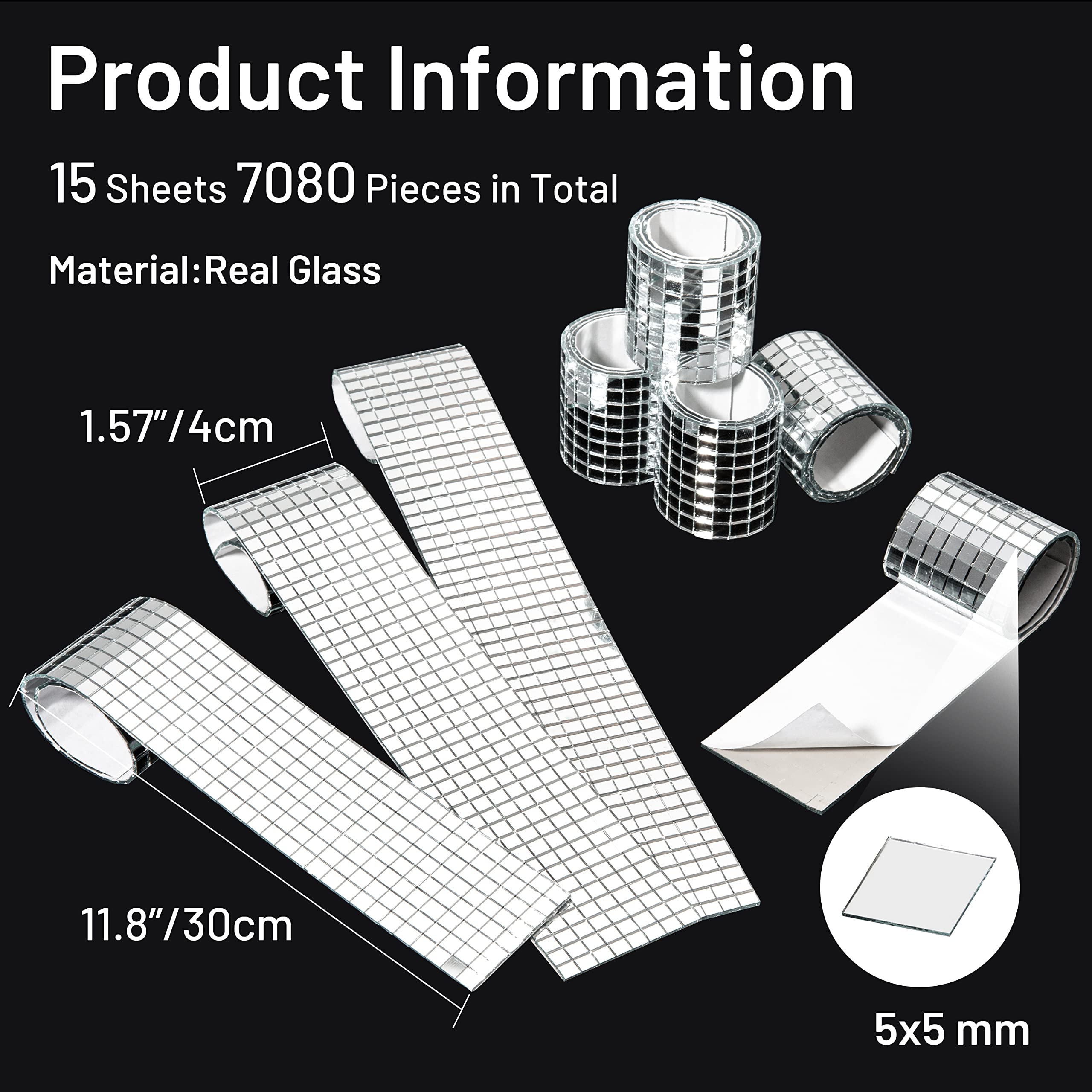 PP OPOUNT 5x5 mm mirror tiles strip adds dazzling texture to crafts.
