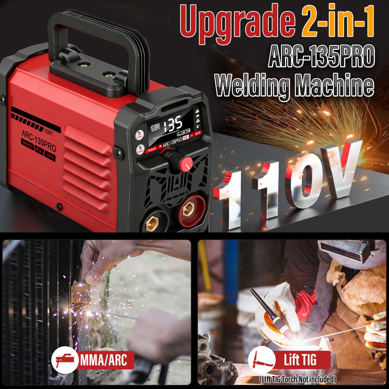 Ppizkk Stick Welder arc and TIG features enable versatile welding at 110V.