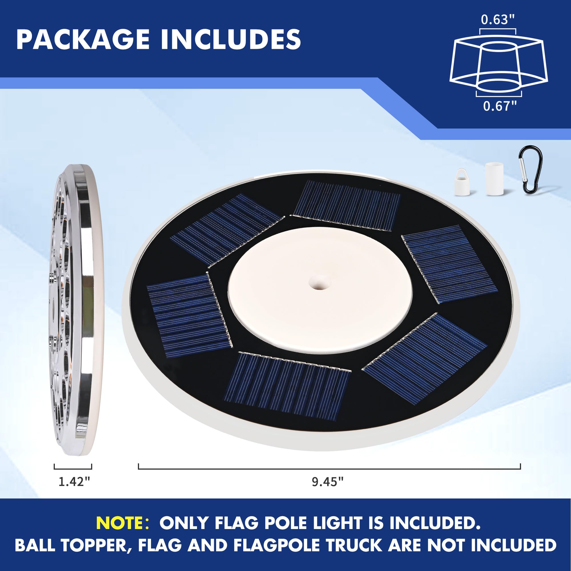 PPQ flag pole light showing auto on/off feature for convenient evenings.