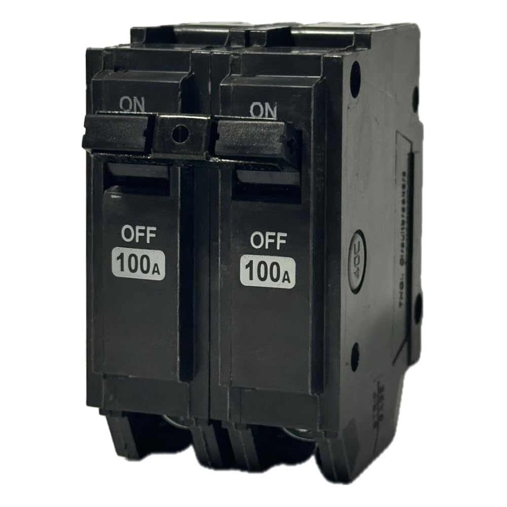 PPYIPC THQL21100 front view showing plug-in two-pole 100A breaker.