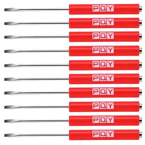 PQY mini pocket screwdriver with magnetic clip in red for quick screw retrieval