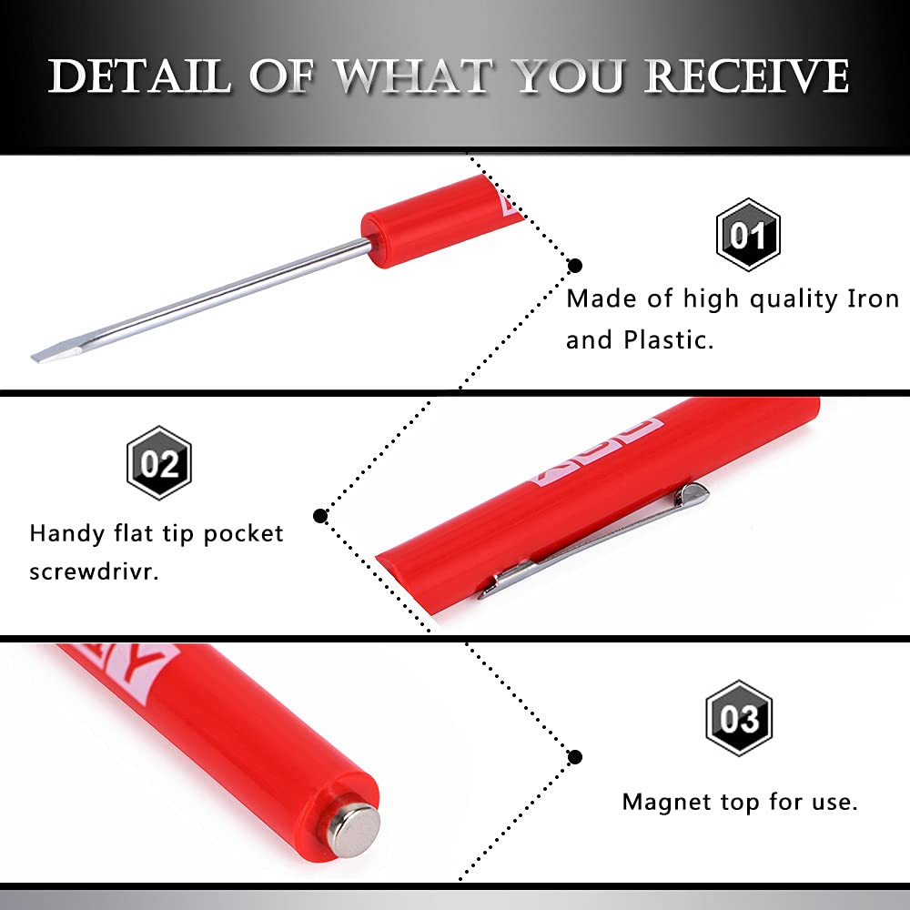 PQY mini pocket screwdriver close-up showing slotted head for tight interiors