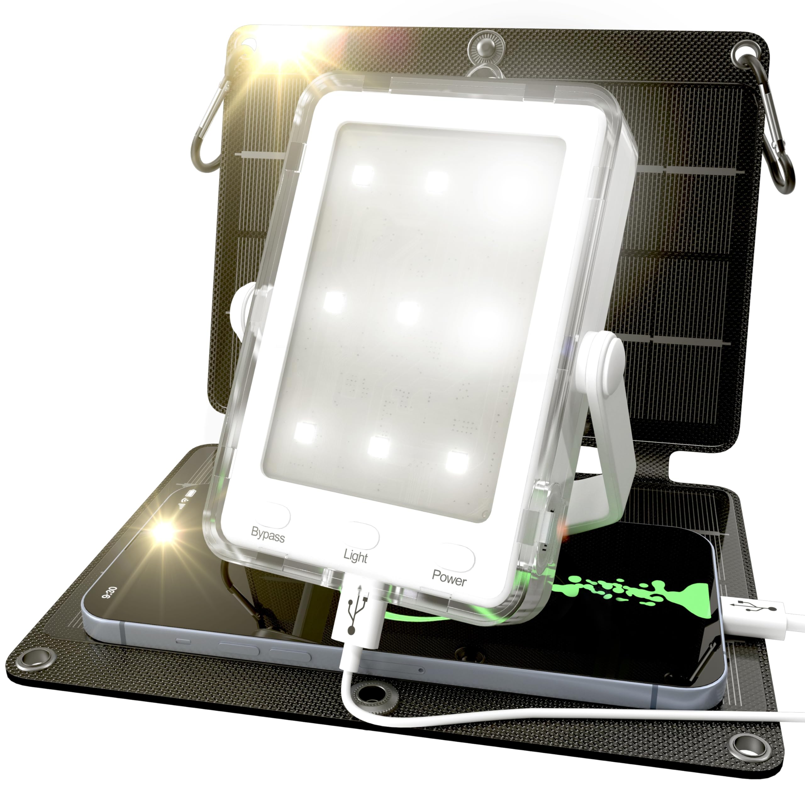 PRAANA 3-in-1 Solar Survival Kit emergency light in a blackout