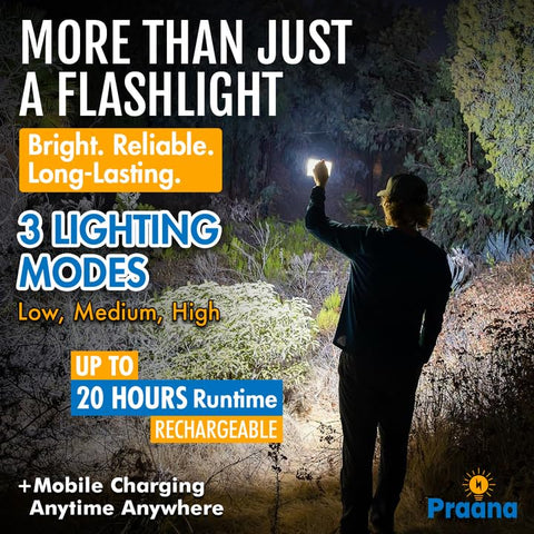 PRAANA 3-in-1 Solar Survival Kit 7W solar panel charging in sun