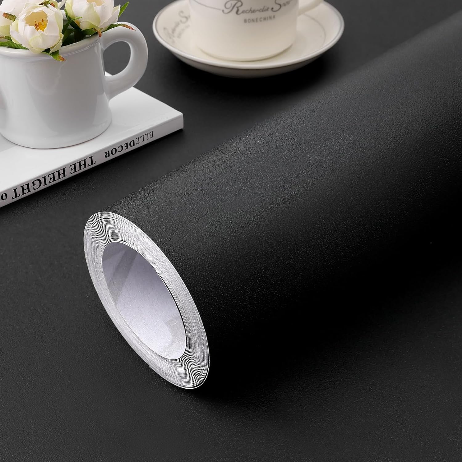 PracticalWs black peel-and-stick wallpaper full roll for quick room updates.
