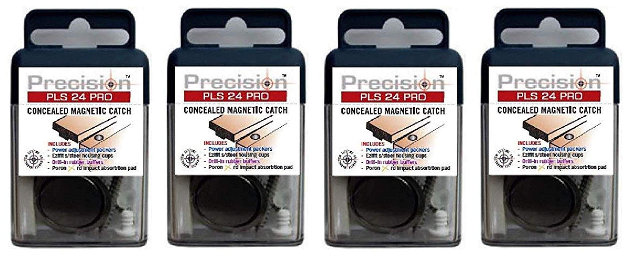 Precision Lock PLS-24 PRO Concealed Magnetic Catch—silent operation and wear-reducing durability for cabinet doors.