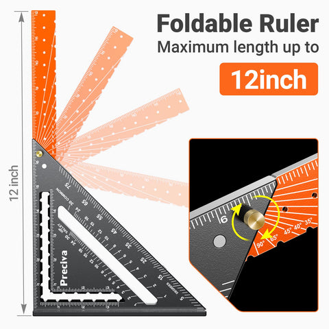 Preciva 1-16-inch rafter scale enables accurate measurements for framing.