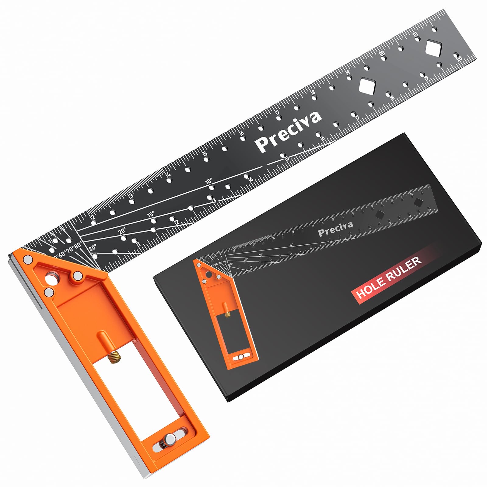 Preciva 12-inch woodworking square ruler for precise layout on projects