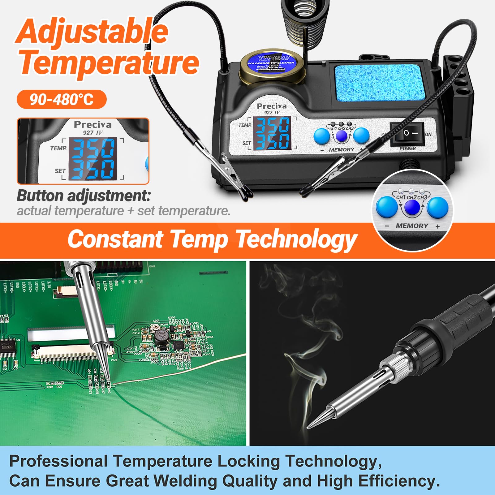 Preciva 927IV dual temperature display showing set and actual temperatures