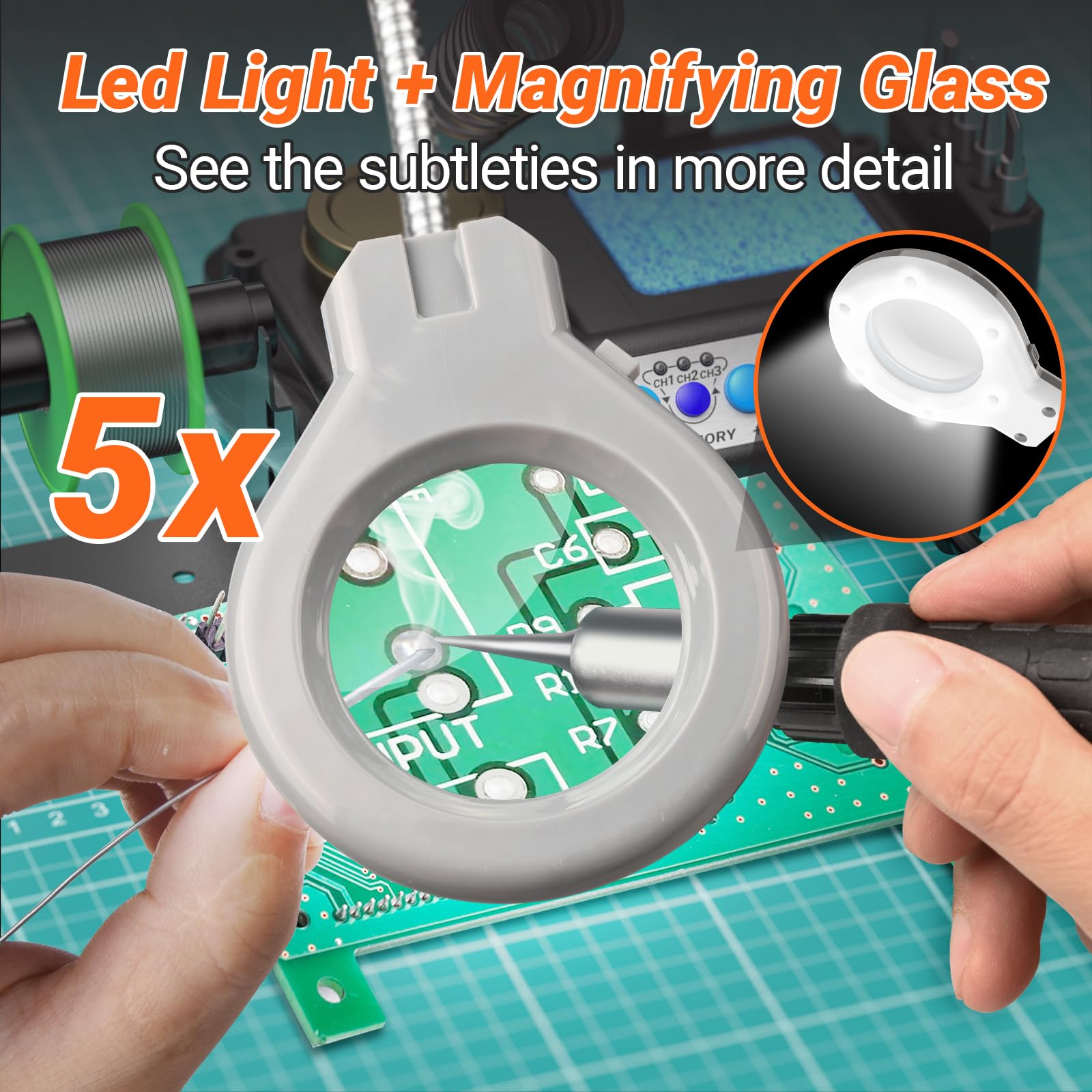 Preciva 927IV magnifying glass with LED for detailed soldering
