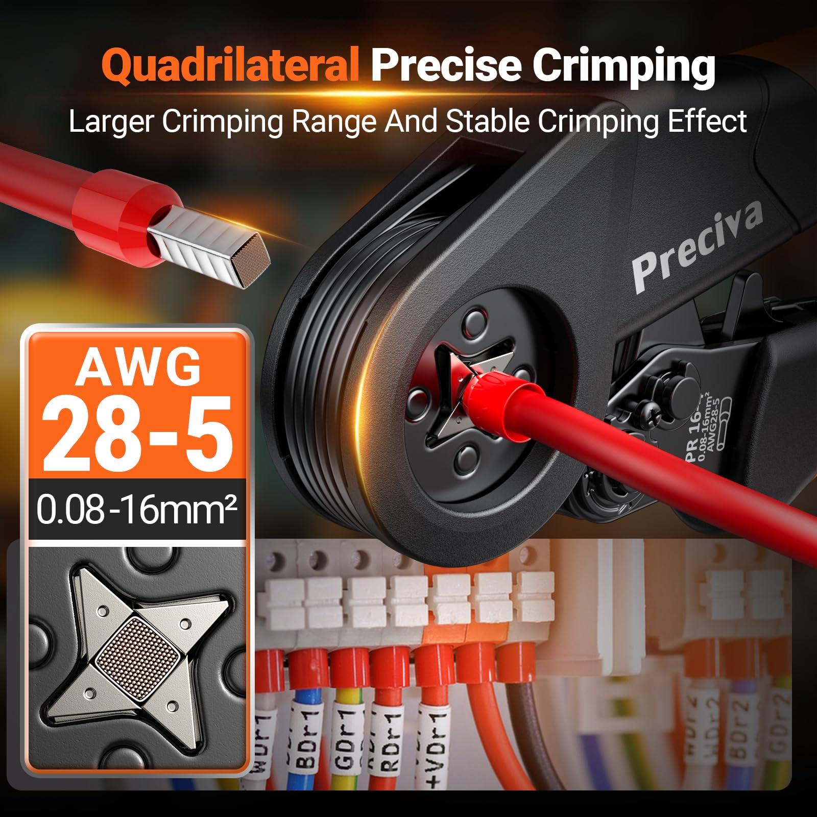 Preciva bow-shaped handle crimping tool reduces hand strain during use