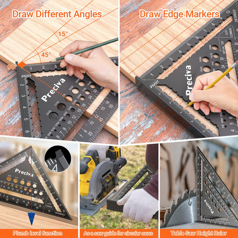 Preciva carpenter square aids drilling positioning and parallel line marking