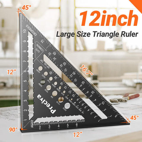 Preciva carpenter square with laser-calibrated scale for clear measurements