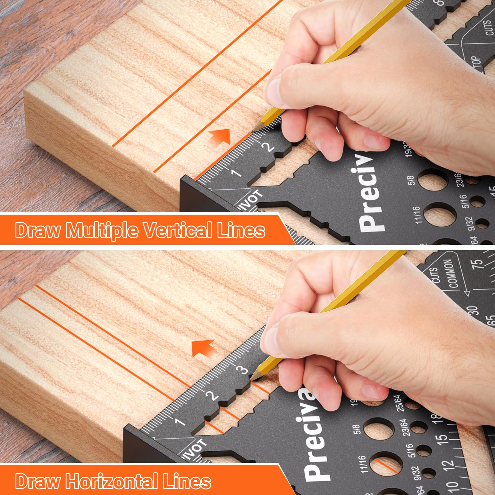 Preciva carpenter square one-sixteenth-inch scale for finer layout tasks