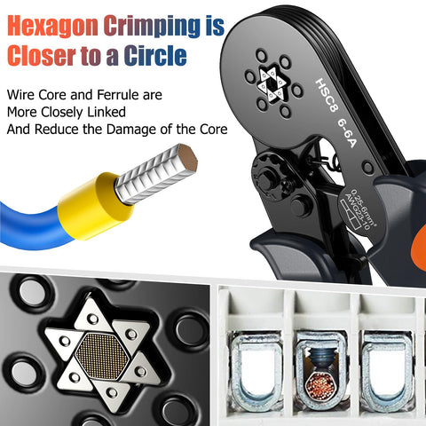 Preciva crimping plier close-up reveals six-sided zigzag for firm crimps.