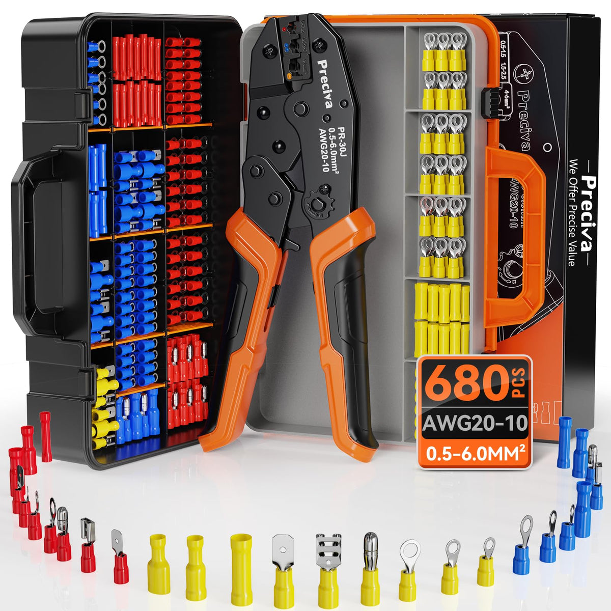 Preciva crimping tool with insulated terminals for secure connections
