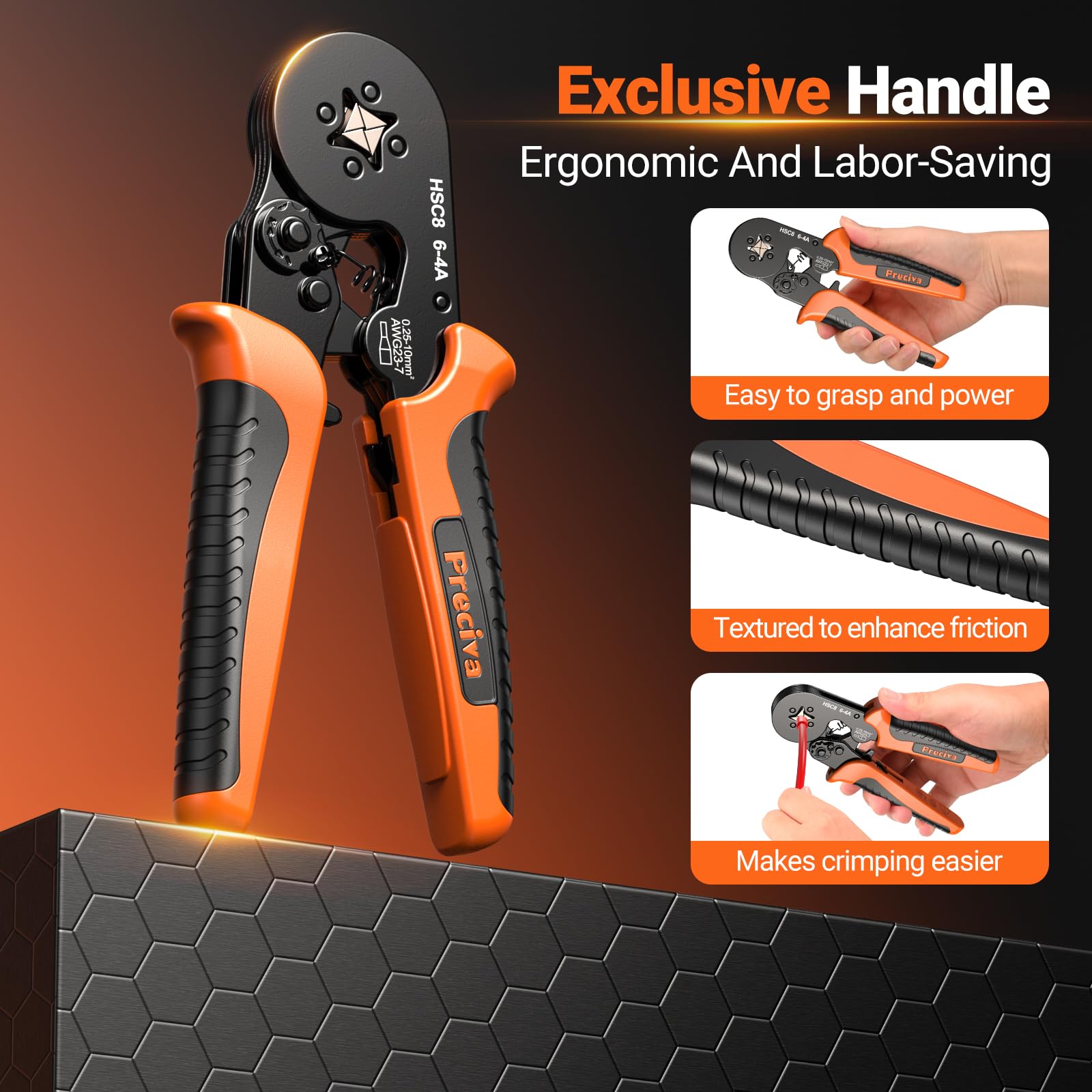 Preciva easy pressure adjustment lets you fine-tune crimp force.