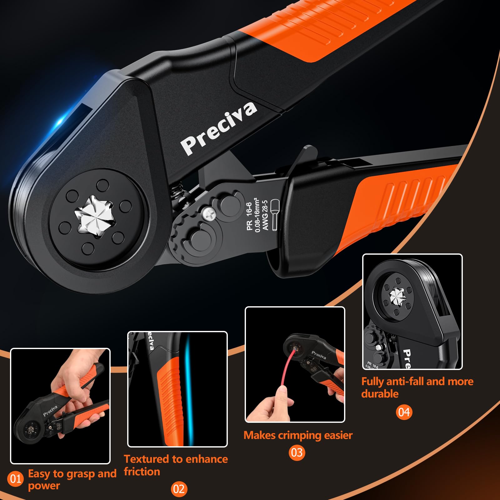 Preciva ferrule crimping tool kit includes 950 single ferrules for versatility.