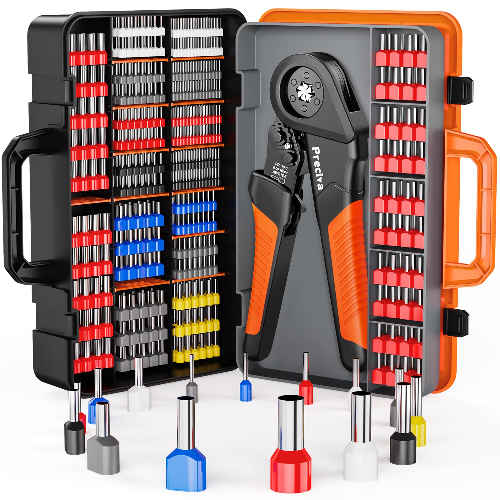 Preciva ferrule crimping tool kit with bow handle for smoother, less strenuous crimping.