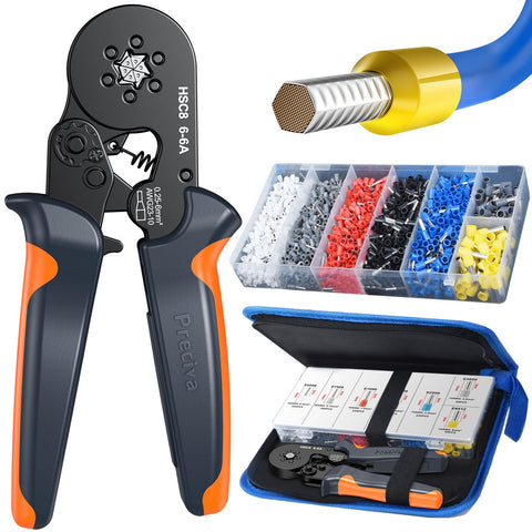 Preciva ferrule crimping tool kit front view for comfortable, precise wiring tasks.