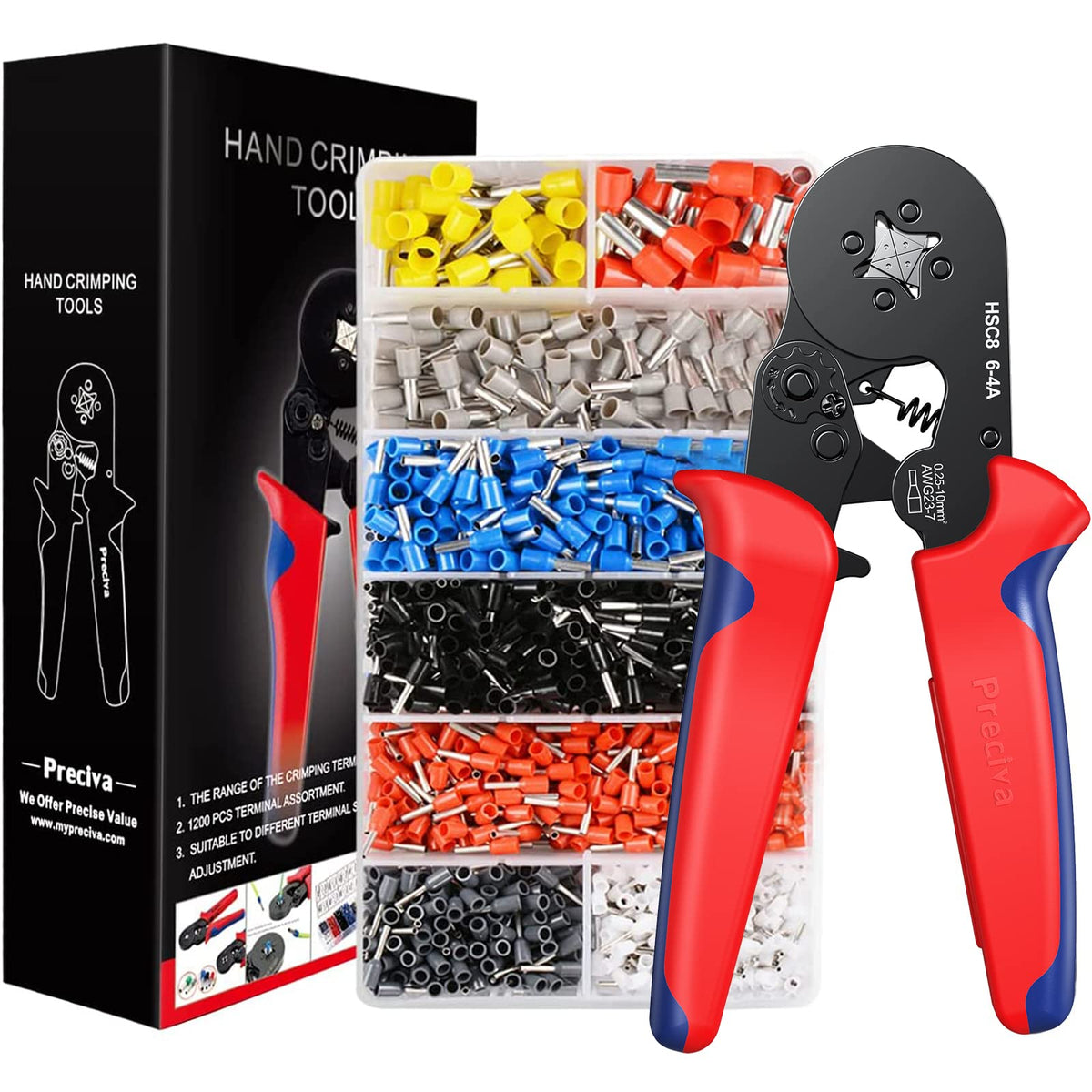 Preciva ferrule crimping tool kit front view for versatile electrical projects