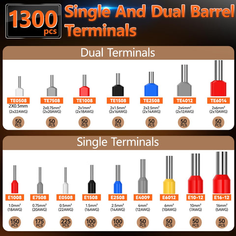 Preciva ferrule crimping tool kit self-adjusting ratchet promotes consistent crimps.
