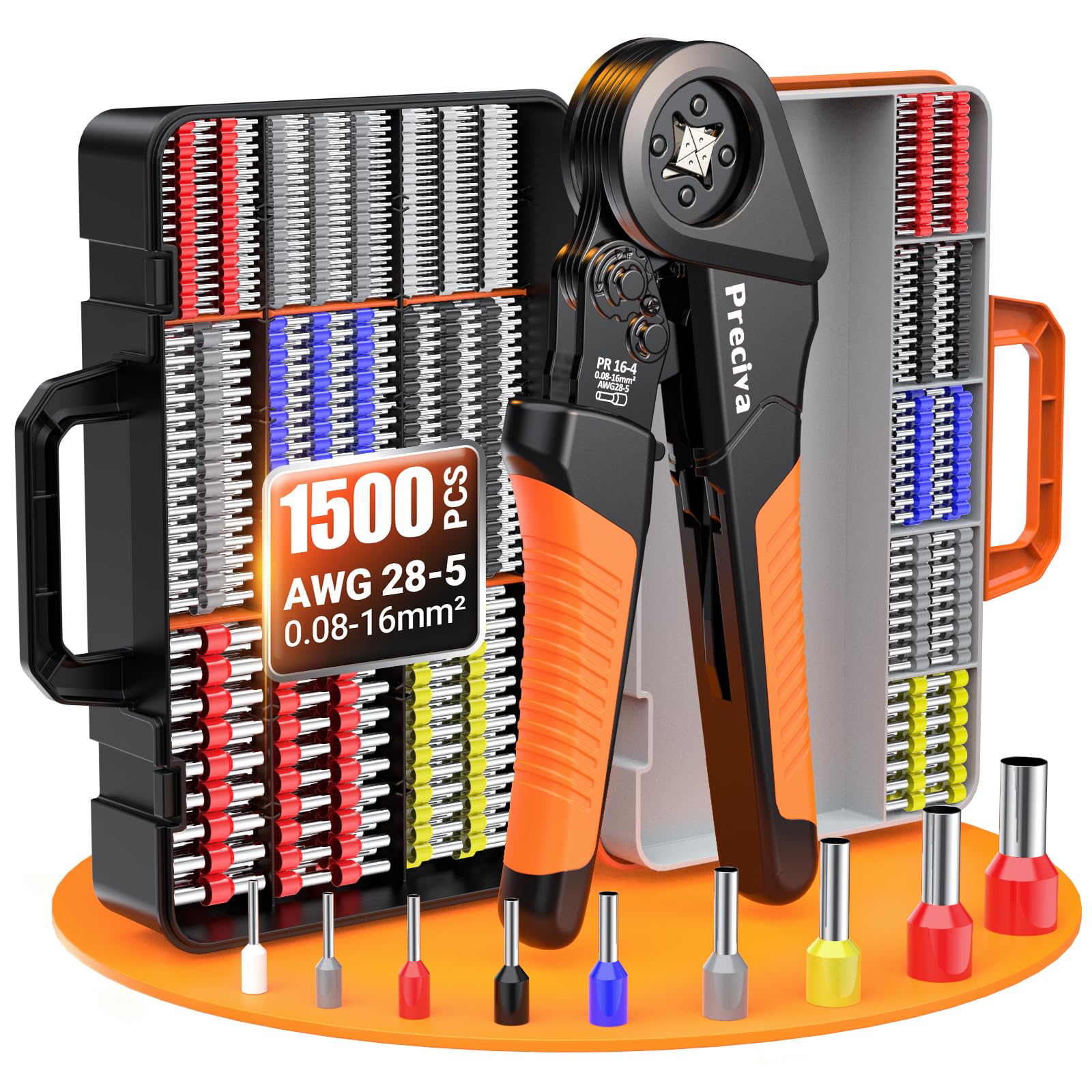 Preciva ferrule crimping tool kit with comprehensive components for quick terminations