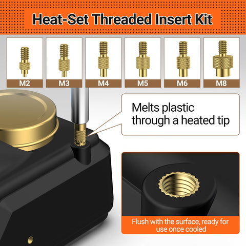 Preciva heat-set tip M2 for robust, clean threading in plastics.