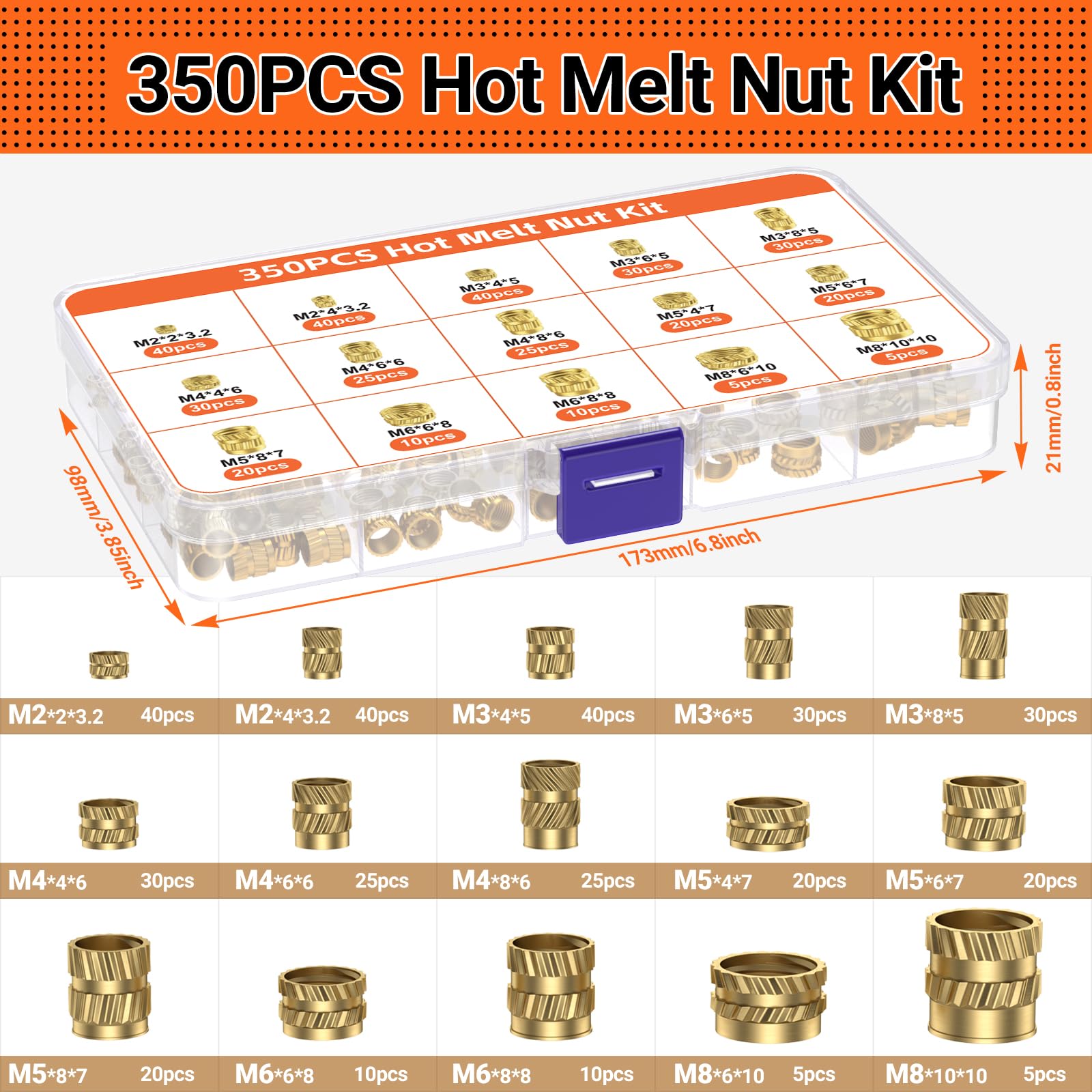 Preciva heat-set tip M3 enables fast, tidy insert installation.