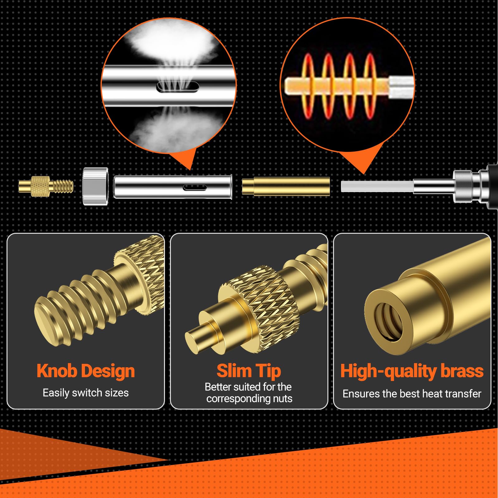 Preciva heat-set tip M4 offers versatile insert sizing for plastics.