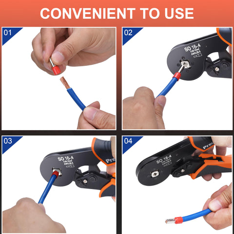 Preciva tool crimps insulated and non-insulated ferrules for versatility.