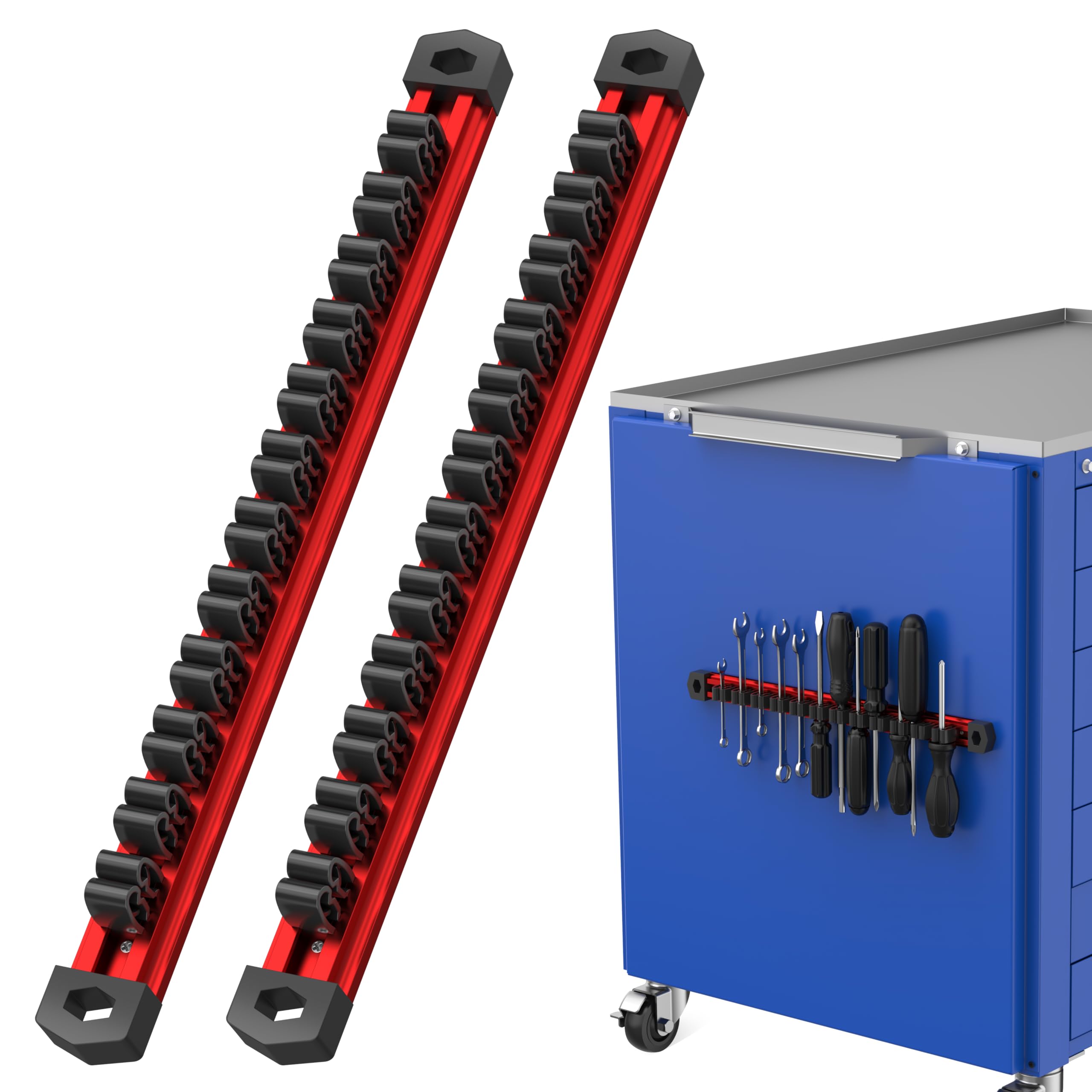 Preciva magnetic tool holder rail for quick, secure tool access.