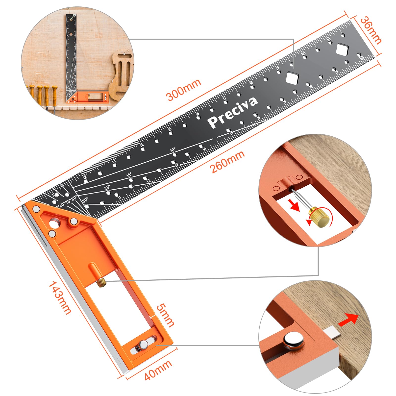 Preciva notch spacing 1/16 and 1/32 inches for fine measurements