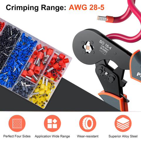 Preciva ratchet jaw crimping pliers ensuring consistent crimp depth.