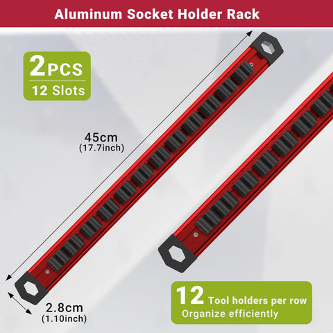 Preciva red anodized aluminum rails resist corrosion while looking professional.