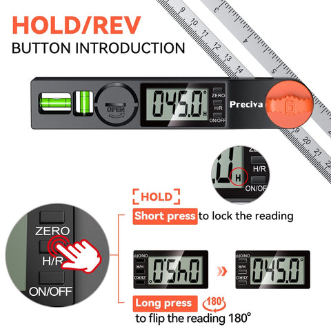 Preciva T-bevel gauge center knob locks angles for copying