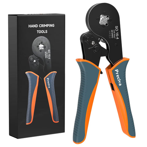 Preciva wire crimping tool with square jaw for precise terminal crimps.