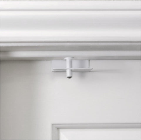 Predictable Solutions GlideLok door top lock on front view enhances child safety.