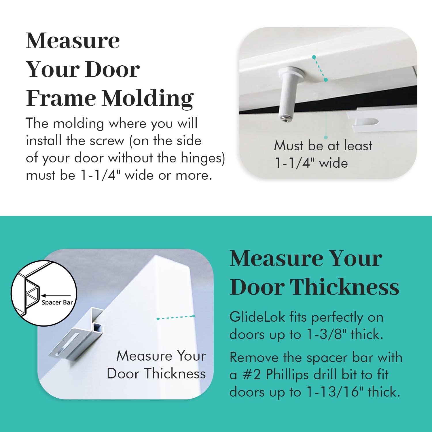 Predictable Solutions GlideLok resting on top of door deters tampering by kids.